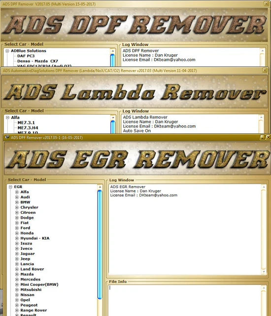 DPF EGR Lambda DTC Remover 2017.5 - logiciel de suppression des codes DPF, EGR, Lambda et DTC pour ECU