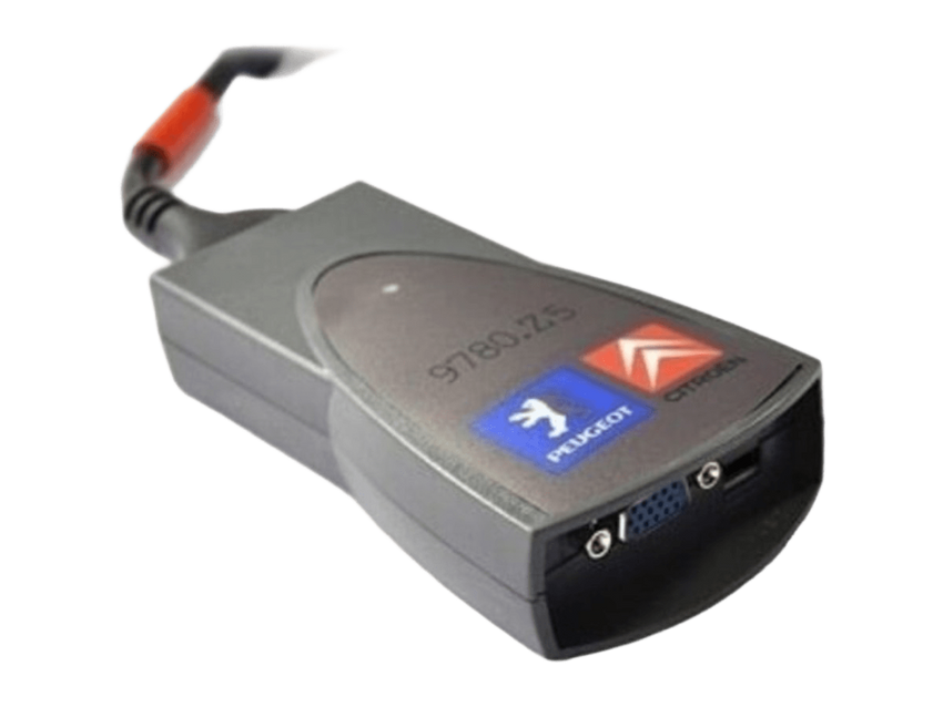 Interface de diagnostic Diagbox Lexia 3 PP2000 pour Peugeot et Citroën, vue du boîtier et de sa connectique
