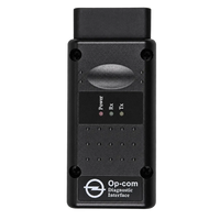 Interface de diagnostic OPCOM 1.95 pour Opel et Vauxhall, vue de face avec voyants Power, Rx et Tx.
